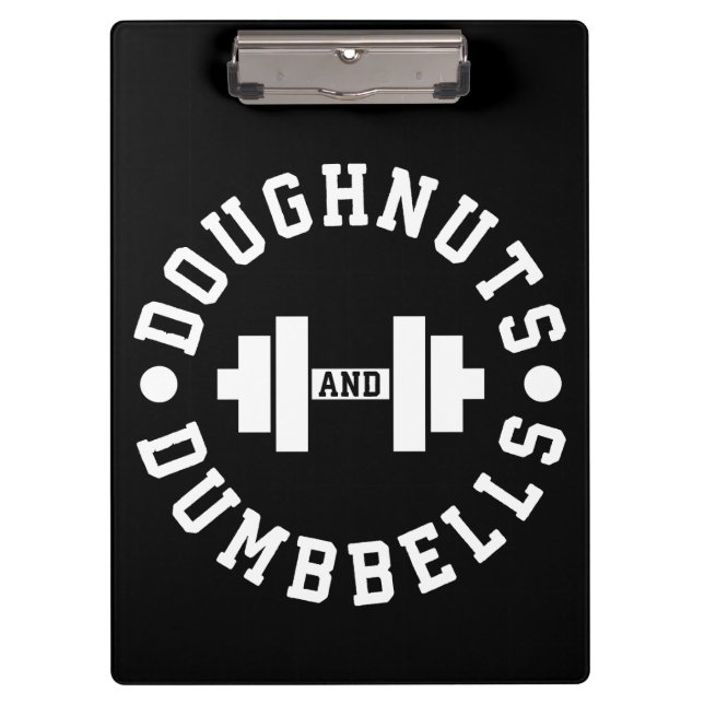 Doughnuts and Dumbbells - Carbs - Funny Workout Clipboard (Front)