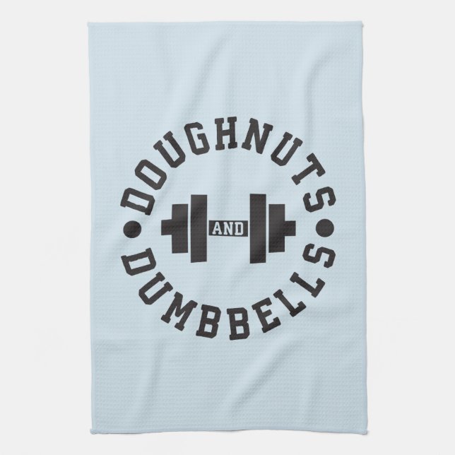 Doughnuts and Dumbbells - Carbs - Funny Workout Tea Towel (Vertical)