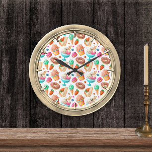 Doughnuts and Ice Cream Large Clock