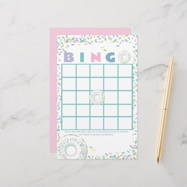 Doughnuts and Sprinkles Bingo Stationery (Front/Back In Situ)