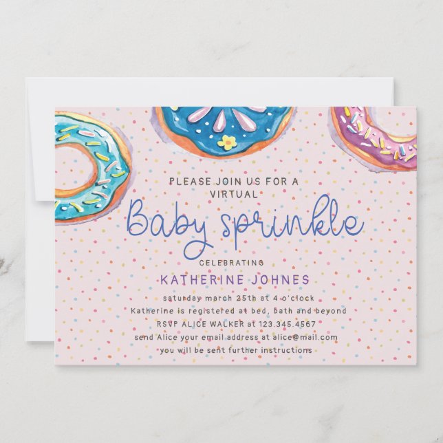 Doughnuts and Sprinkles virtual baby shower invite (Front)