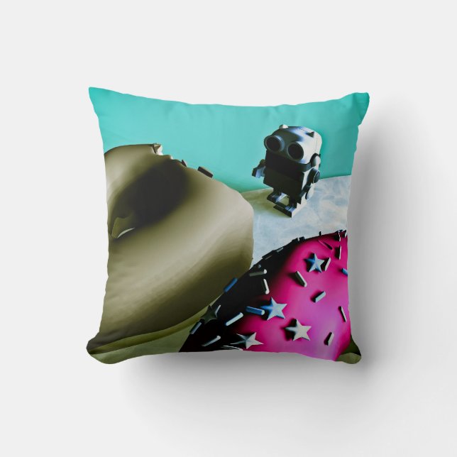 Doughnuts and Toy Robot 02 American MoJo Pillows (Front)