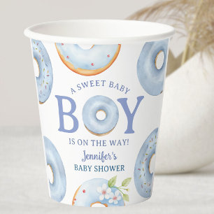 Doughnuts Baby Shower Boy Blue Baby Brunch Paper Cups