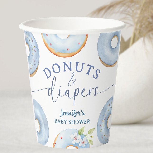 Doughnuts Baby Shower Boy Blue Brunch  Paper Cups (Creator Uploaded)