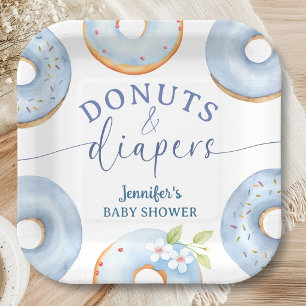 Doughnuts Baby Shower Boy Blue Brunch Paper Plate