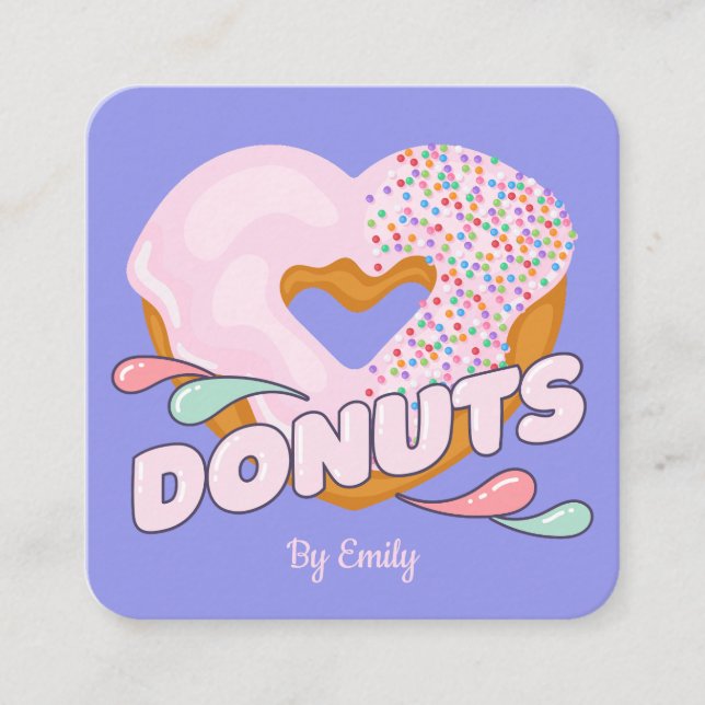 Doughnuts Bakery Square Business Card (Front)