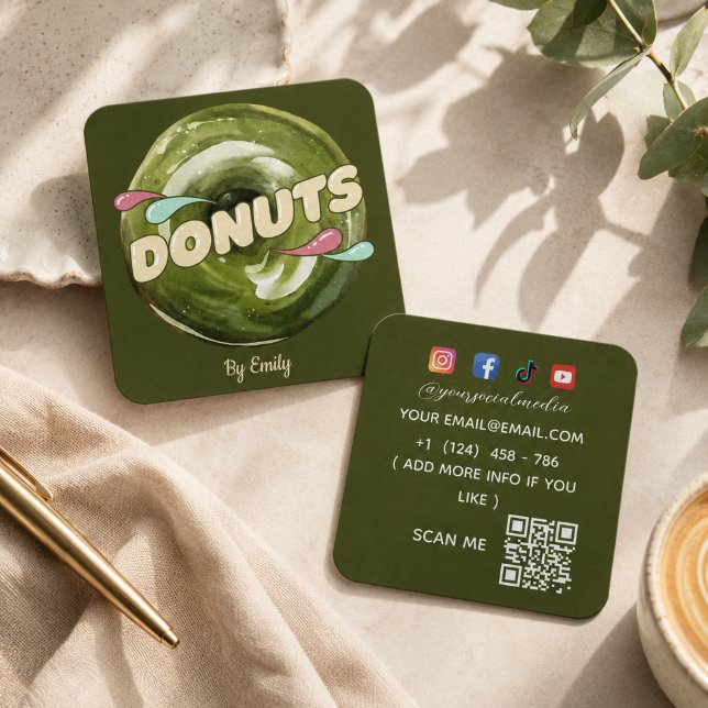 Doughnuts Bakery Square Business Card (Creator Uploaded)