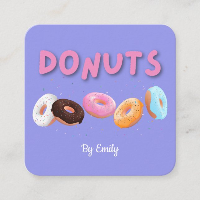Doughnuts Bakery Square Business Card (Front)