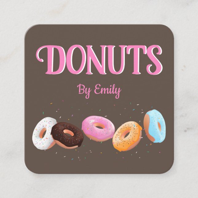 Doughnuts Bakery Square Business Card (Front)