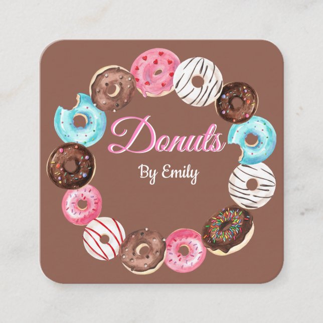 Doughnuts Bakery Square Business Card (Front)