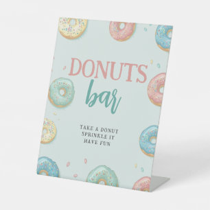 Doughnuts Bar Cute Mint Green Baby Shower Custom S Pedestal Sign