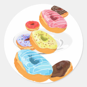 Doughnuts classic round sticker