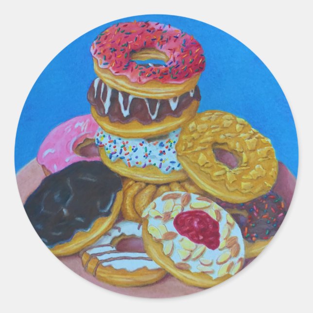 Doughnuts Classic Round Sticker (Front)