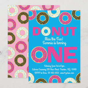 Doughnuts Colourful 1st Birthday Invitations
