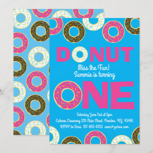 Doughnuts Colourful 1st Birthday Invitations