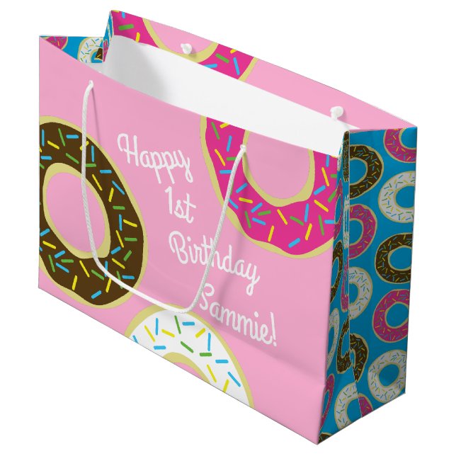 Doughnuts Colourful Doughnuts1st Birthday Party Th Large Gift Bag (Front Angled)