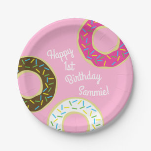Doughnuts Colourful Doughnuts1st Birthday Party Th Paper Plate