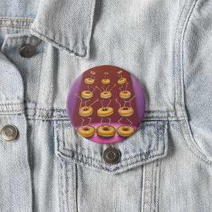 Doughnuts Dancing Whimsical Doughnut Characters 7.5 Cm Round Badge