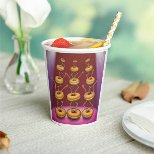 Doughnuts Dancing Whimsical Doughnut Characters Paper Cups