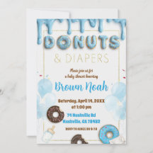 Doughnuts & Diapers Baby Shower Invitation | Blue