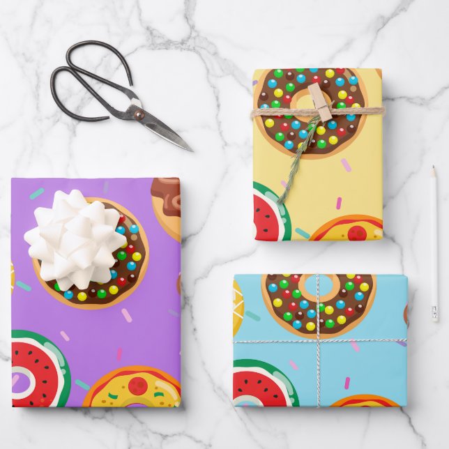 Doughnuts, Doughnuts, and more Doughnuts Wrapping Paper Sheet (Front)