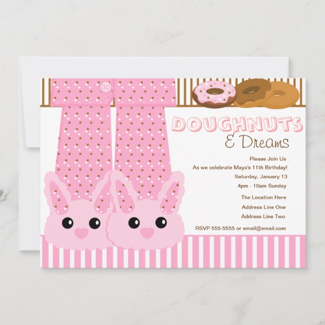 Doughnuts & Dreams Pajama Party Sleepover Invitation (Front)