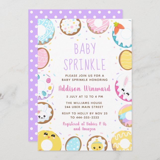 Doughnuts Easter Baby Sprinkle Invitation (Front/Back)