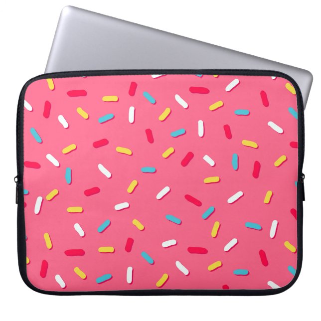 Doughnut's glaze seamless pattern, pink background laptop sleeve (Front)