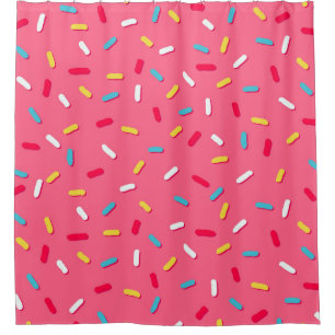 Doughnut's glaze seamless pattern, pink background shower curtain