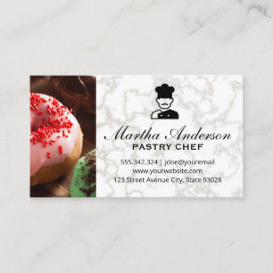 Doughnuts    Gold White Marble   Black Marble Business Card