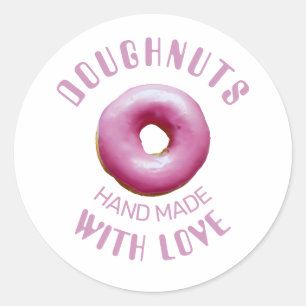Doughnuts handmade with love classic round sticker