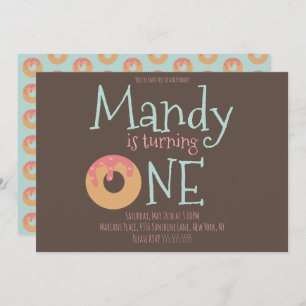 Doughnuts Hearts Birthday Valentines Day Party  Invitation
