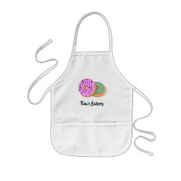 Doughnuts in pink and mint green with text kids apron