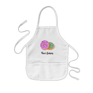 Doughnuts in pink and mint green with text kids apron