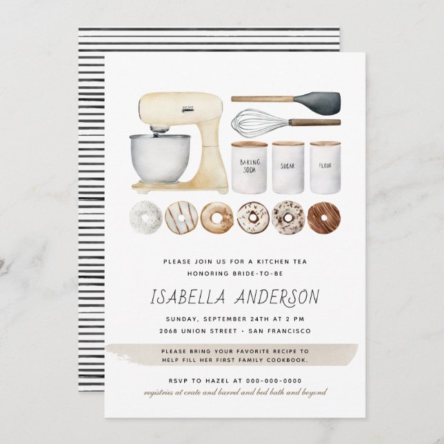 Doughnuts Kitchen Utensils Boho Bridal Shower Invitation (Front/Back)