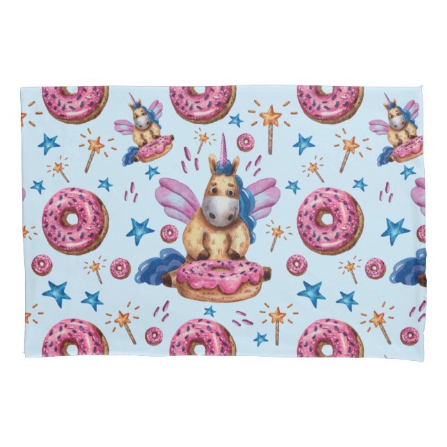 Doughnuts Magical Unicorns Are Cool Pattern     Pillowcase (Front)