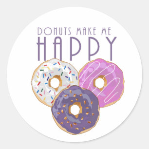 Doughnuts Make Me Happy Classic Round Sticker
