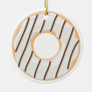 Doughnuts pink blue and bites chocolate pattern ceramic ornament