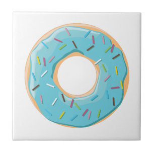 Doughnuts pink blue and bites chocolate pattern ceramic tile