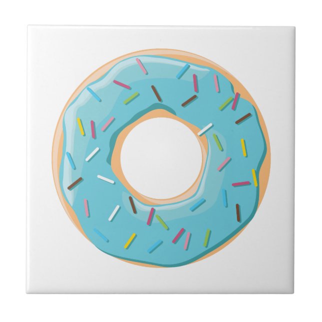 Doughnuts pink blue and bites chocolate pattern ceramic tile (Front)