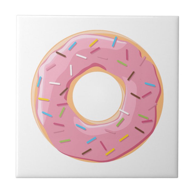 Doughnuts pink blue and bites chocolate pattern ceramic tile (Front)