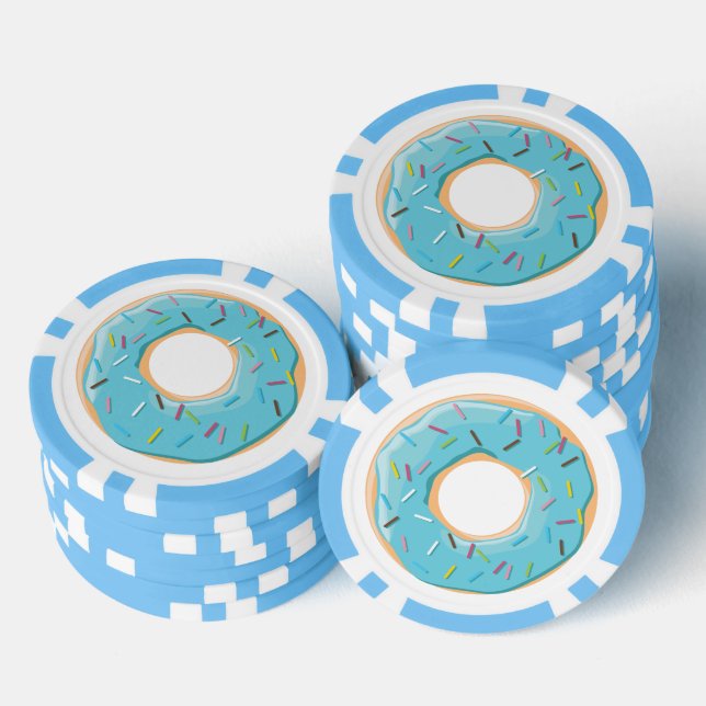 Doughnuts pink blue and bites chocolate pattern poker chips (Stack)