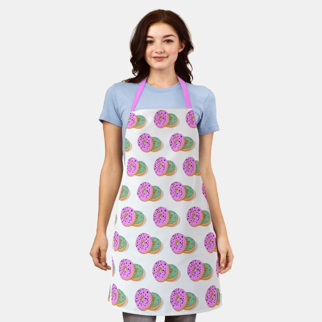 Doughnuts pink mint green bakery baker apron (Worn)