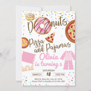 Doughnuts, pizza and pyjamas, sleepover invitation