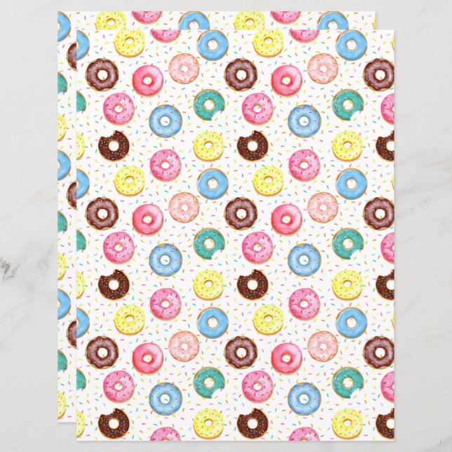Doughnuts Scrapbook Paper (Front/Back)
