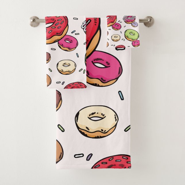 Doughnuts seamless pattern bath towel set (Insitu)