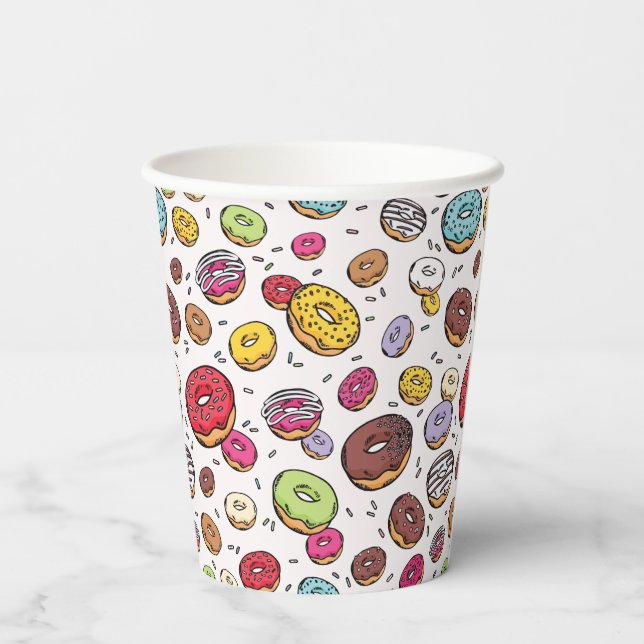 Doughnuts seamless pattern paper cups (Back)