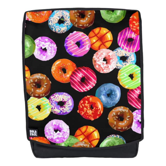 Doughnuts seamless pattern + your backgr. & ideas backpack (Front)