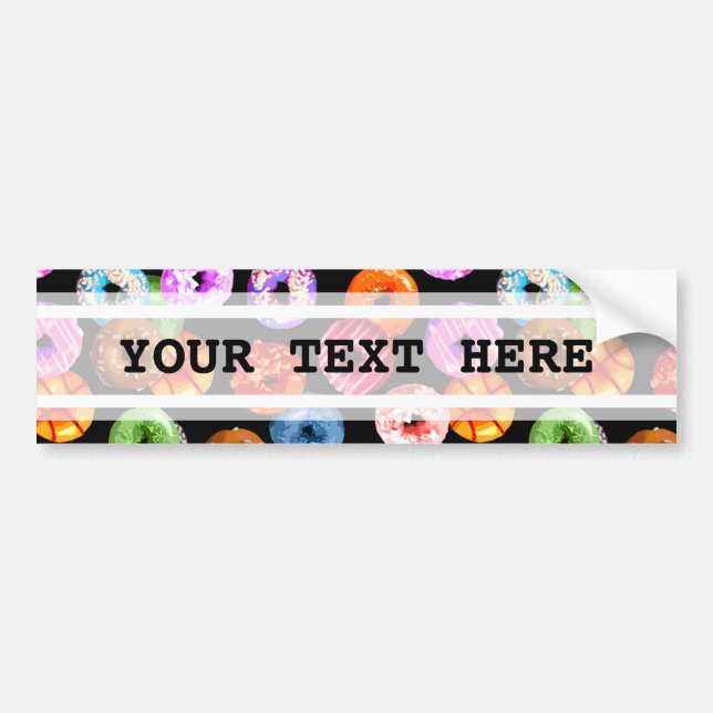 Doughnuts seamless pattern + your backgr. & ideas bumper sticker (Front)