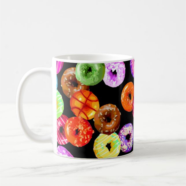 Doughnuts seamless pattern + your backgr. & ideas coffee mug (Left)